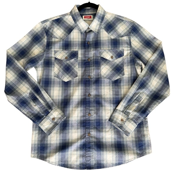 Wrangler Other - Wrangler Men's Long Sleeve Casual Shirt Size Medium Regular Fit Cotton Blend